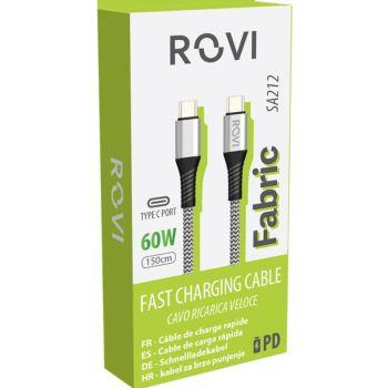 Rovi sa32 Fabric Type-C / Type-C Cable 1.5 m argento