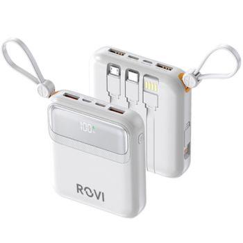 Rovi LX21 Power - Power Bank con cavi 10000 mAh White