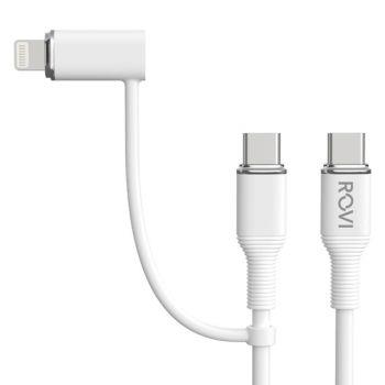 Striped - Cavo in PVC da Type-C a Type-C + Adattatore Lightning (100cm)