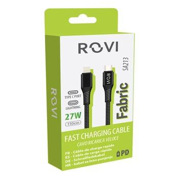   Fabric SA213 - Cavo in tessuto da Type-C a Lightning, 1.5M, 27W, Nero